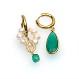 Annabella Moore Handcrafted Gemstone Earrings with Green Onyx and Pearl 
