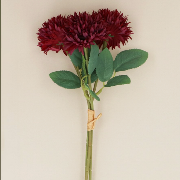 Antique Burgundy Mini Dahlia  Bunch Of 3