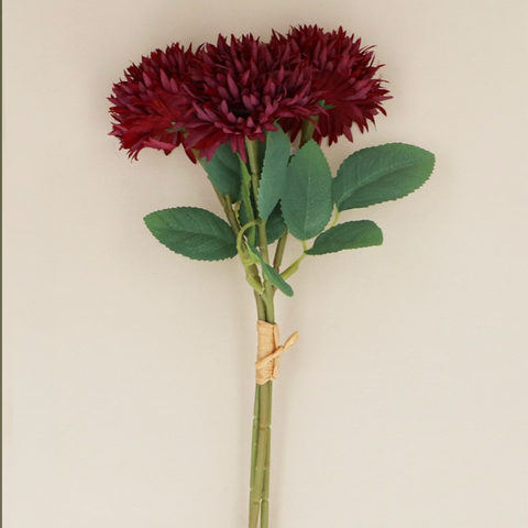 Antique Burgundy Mini Dahlia  Bunch Of 3