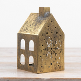 Antique Gold House Candle Holder