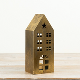 Antique Gold House Shaped Candle Holder