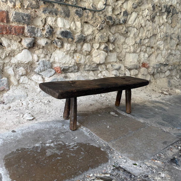 Antique Hungarian Low Stool Left
