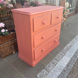 Antique painted chest of drawers let side view 