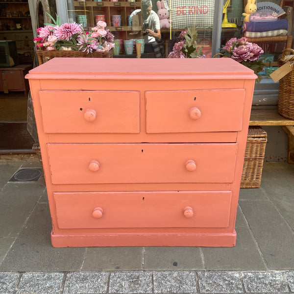 Antique painted chest of drawers front view