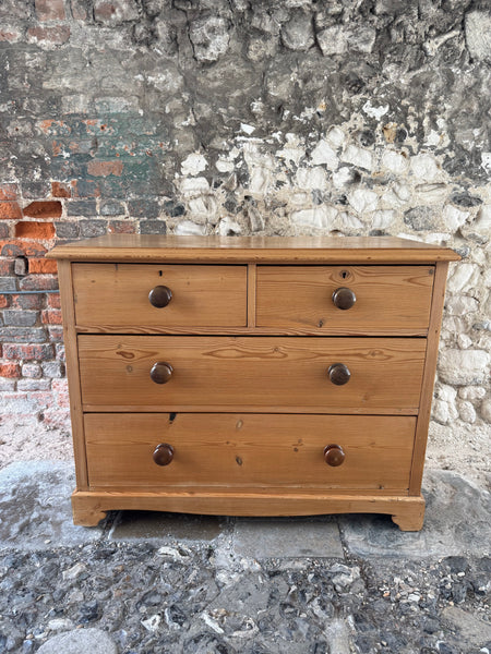 Antique Pine Chest of Drawers Portrait Front