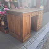 Antique pitch pine desk left side view