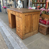 Antique pitch pine desk right side view