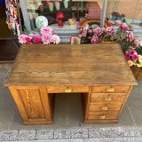 Antique pitch pine desk top view