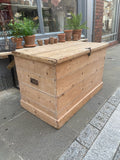 Antique Pine Panelled Blanket Box Left