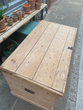 Antique Pine Panelled Blanket Box Top 2