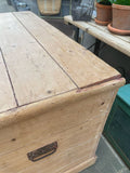 Antique Pine Panelled Blanket Box Top Close