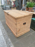 Antique Pine Panelled Blanket Box Top Right