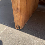 Antique pitch pine pew damaged leg