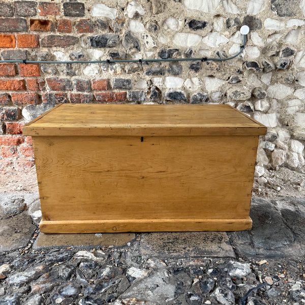 Antique pine blanket box front square 