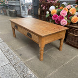 Antique pine table side view