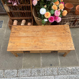 Antique pine coffee table top view
