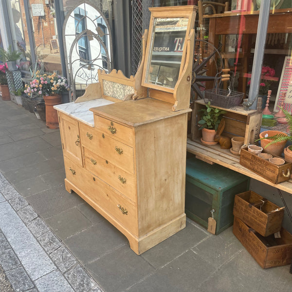 Antique pine dressing chest right side