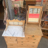 Antique pine dressing chest top view