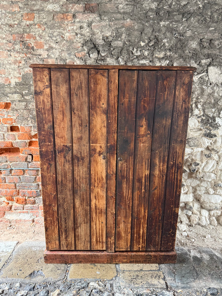 Antique pine larder cupboard front two 