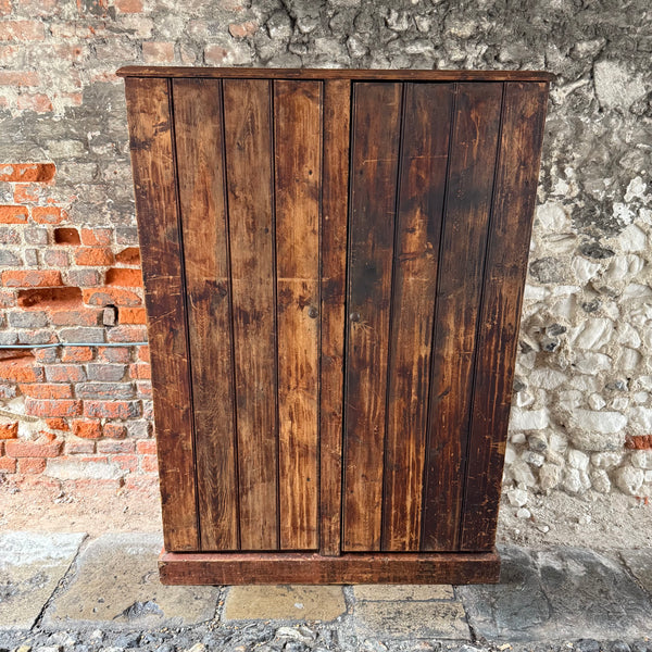 Antique pine larder cupboard front 