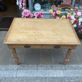Antique pitch pine table top view
