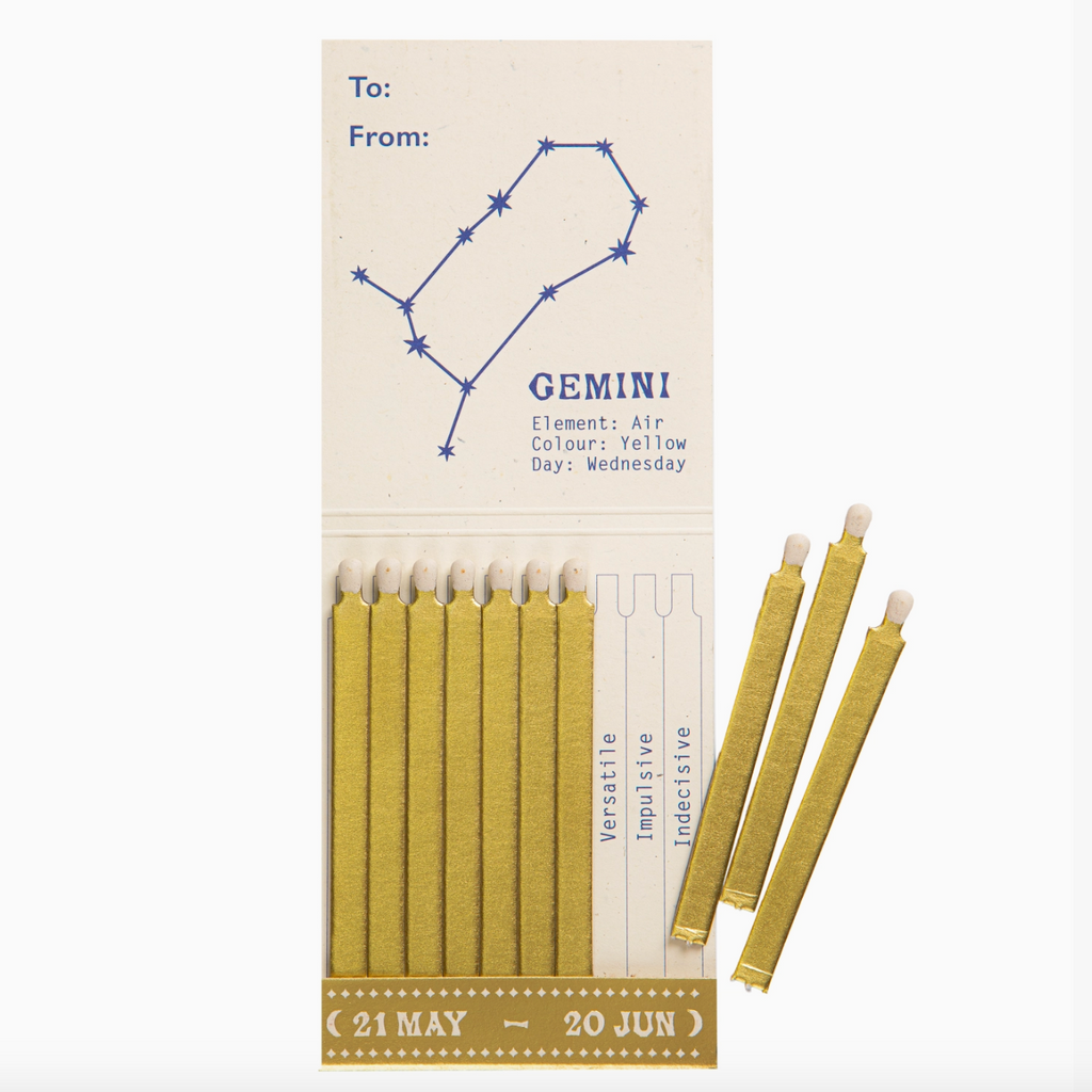 Archivist Gemini Zodiac matchbook