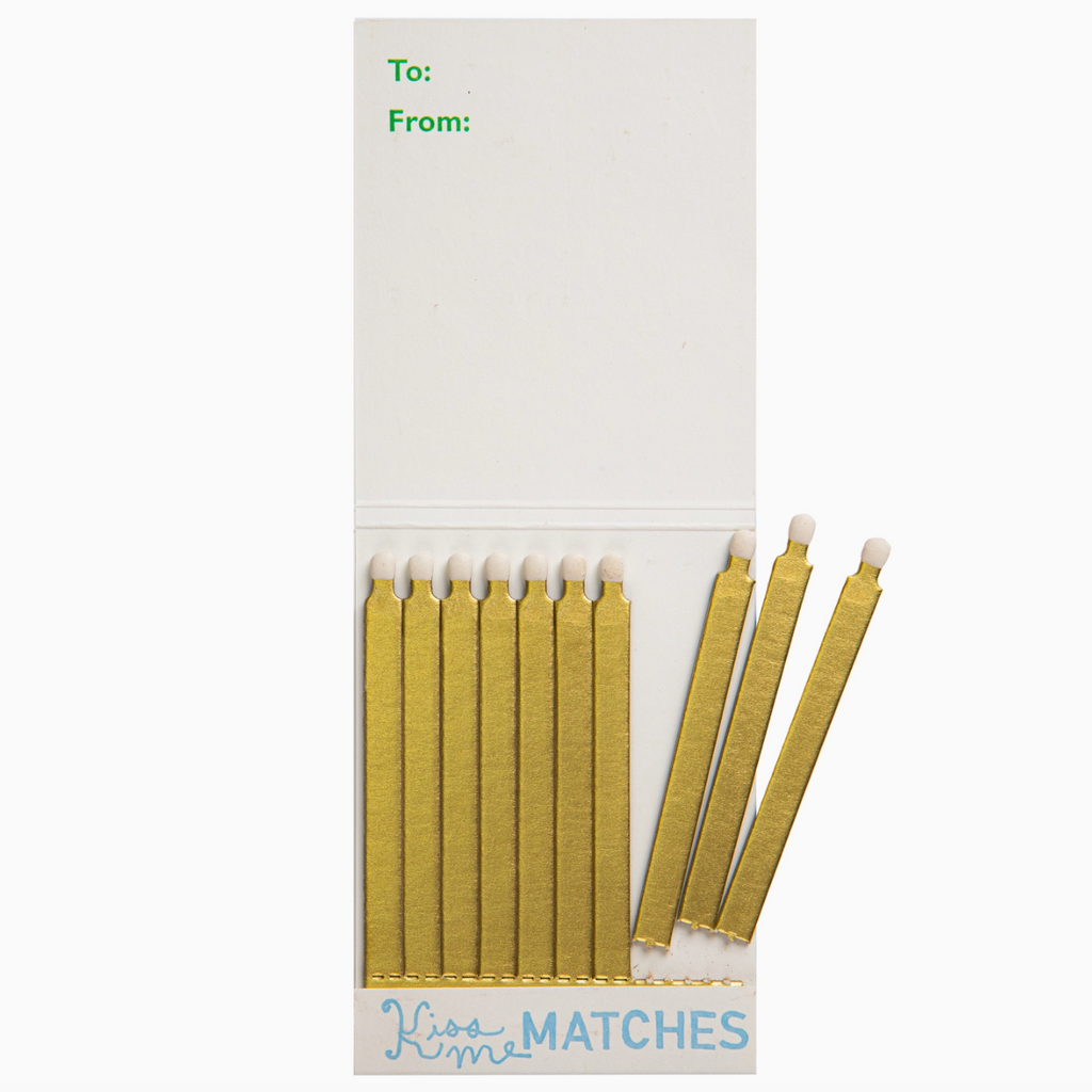 Archivist Kiss me matchbook showing gold safety matches 