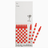 Archivist cow martini matchbook shwoing red and white stripe matches