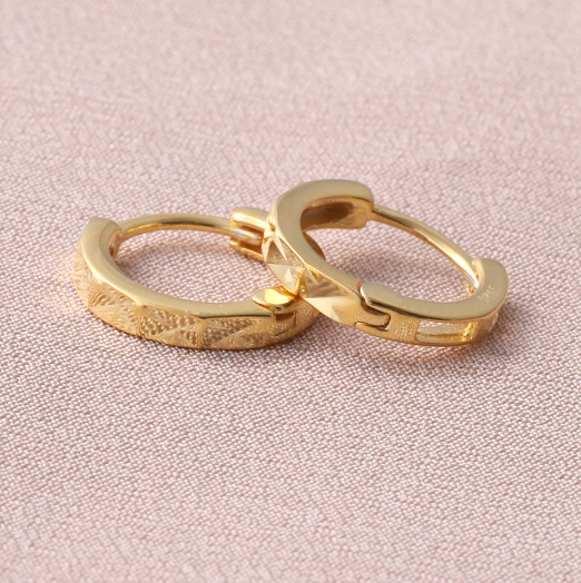 Attic Creations Diamond Cut Hoop Earrings Gold