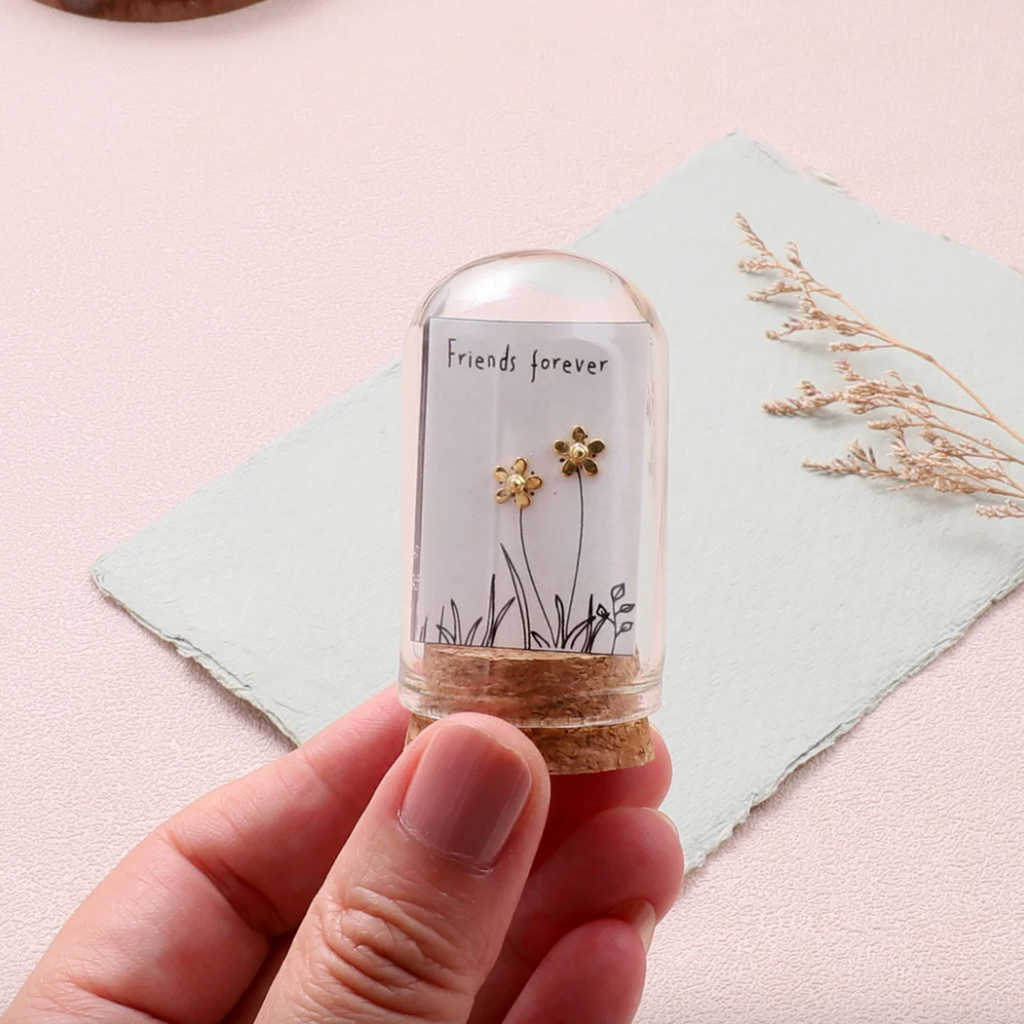 Attic Creations 'Friends Forever' Little Flower Earrings Gold
