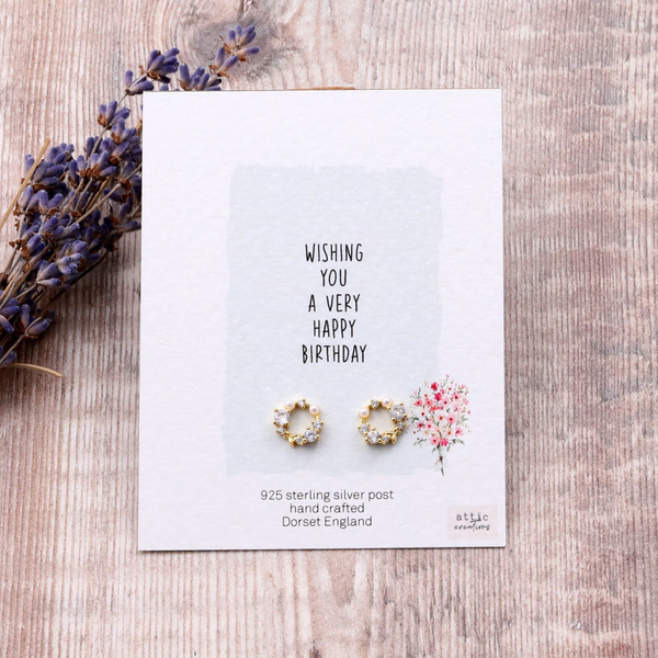 Attic Creations Gold Crystal Open Circle Stud