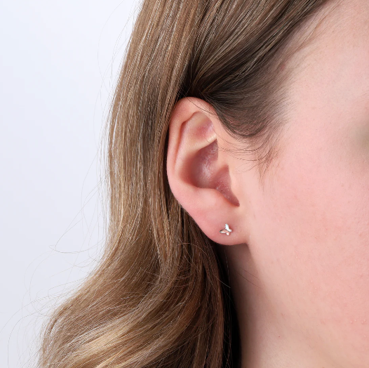Attic Creations 'The World is a Garden' Asymmetric Butterflies Earrings - Silver Left