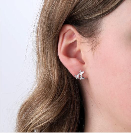Attic Creations 'The World is a Garden' Asymmetric Butterflies Earrings - Silver Right