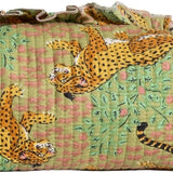 Fabric bag with leopard print design on a checkered background