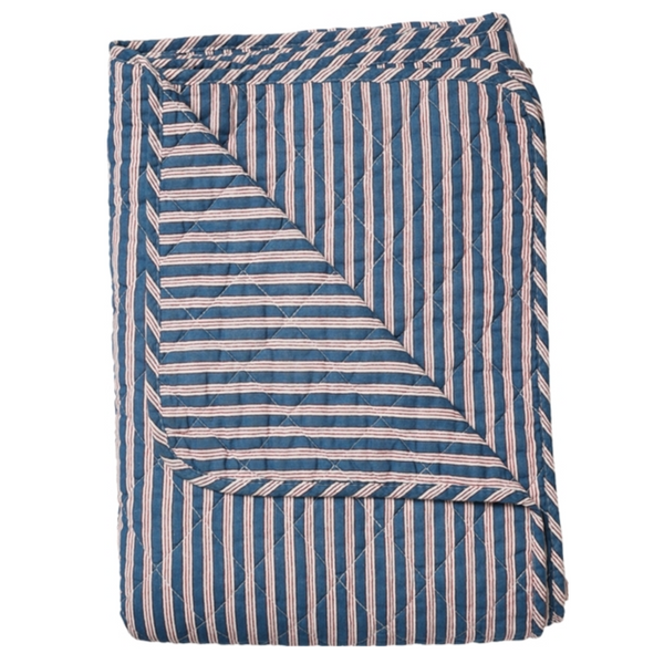 Au Maison Dark Blue Stripe ethnic Quilt