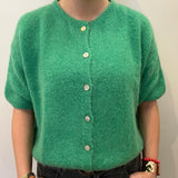 Cropped Sleeve Mohair Cardigan - Apple Green