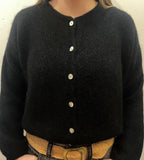Long Sleeve Mohair Cardigan - Black