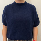 Cropped Sleeve Mohair Jumper - Navy
