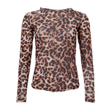 Black Colour Cannie Mesh Blouse - Brown Leopard