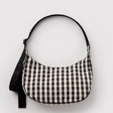 Baggu - Medium Nylon Crescent Bag Black and Cream Gingham