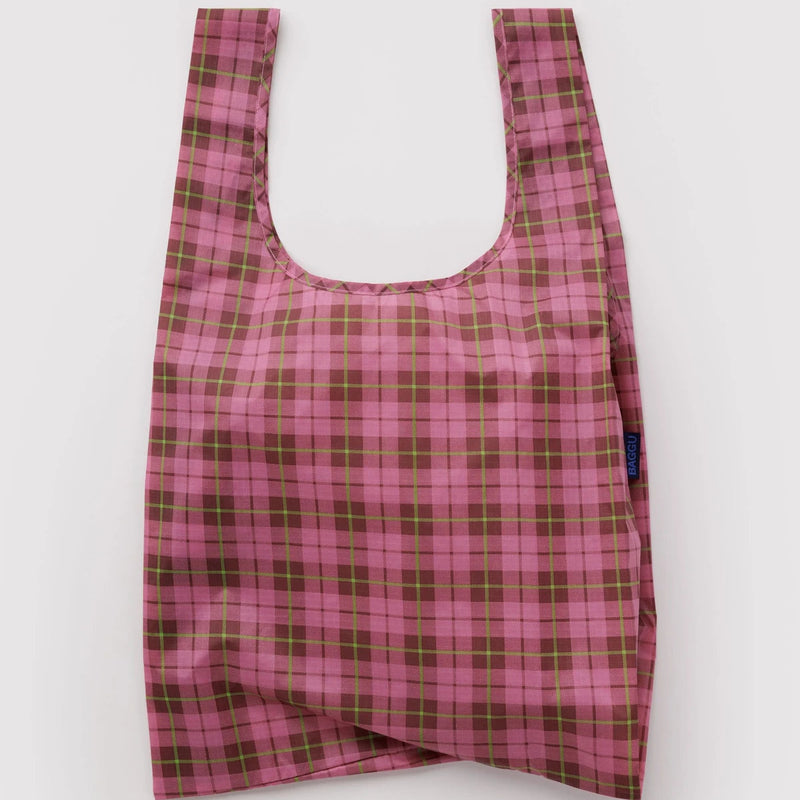 Baggu Standard Reusable Bag - Azalea Pink Tartan