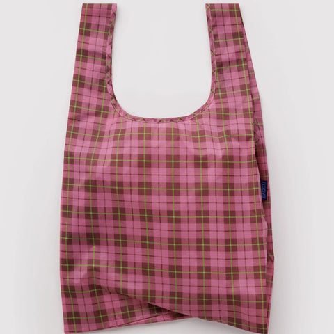 Baggu Standard Reusable Bag - Azalea Pink Tartan