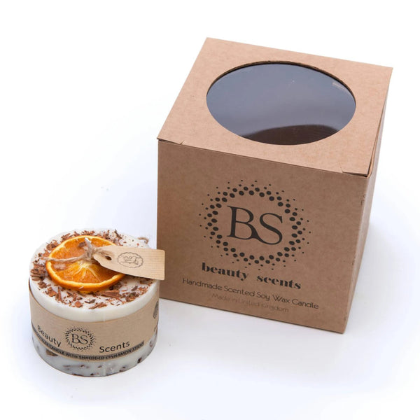 Beauty Scents Handmade Soy Wax Candle - Orange & Cinnamon in box