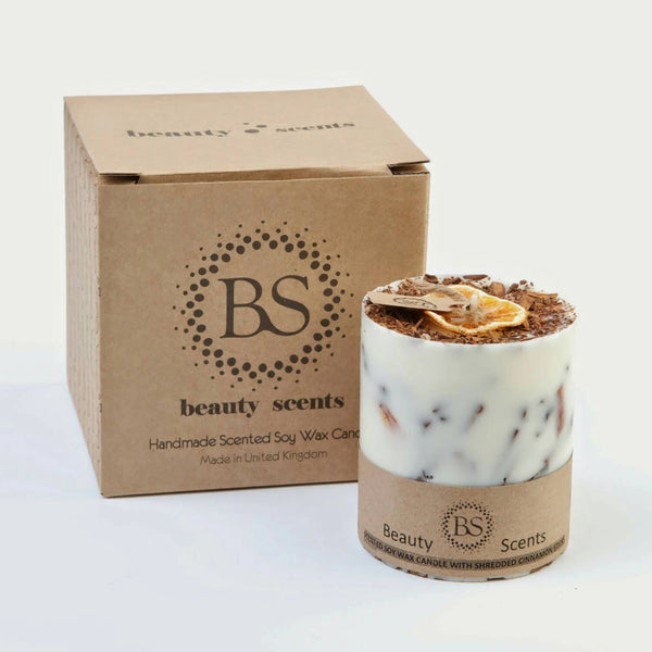 Beauty Scents Medium Handmade Soy Wax Candle - Orange & Cinnamon