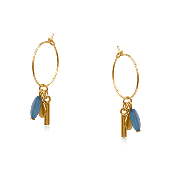 Big Metal London - Bellas Charm Hoop Earrings - Blue