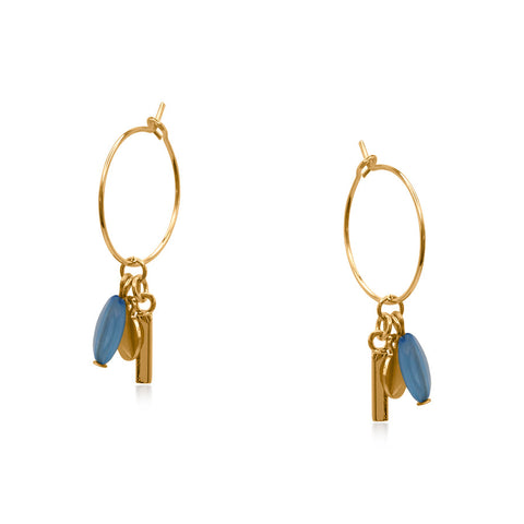Big Metal London - Bellas Charm Hoop Earrings - Blue