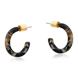 Big Metal London - Calliope Petite Hoop Resin Earrings - Beige