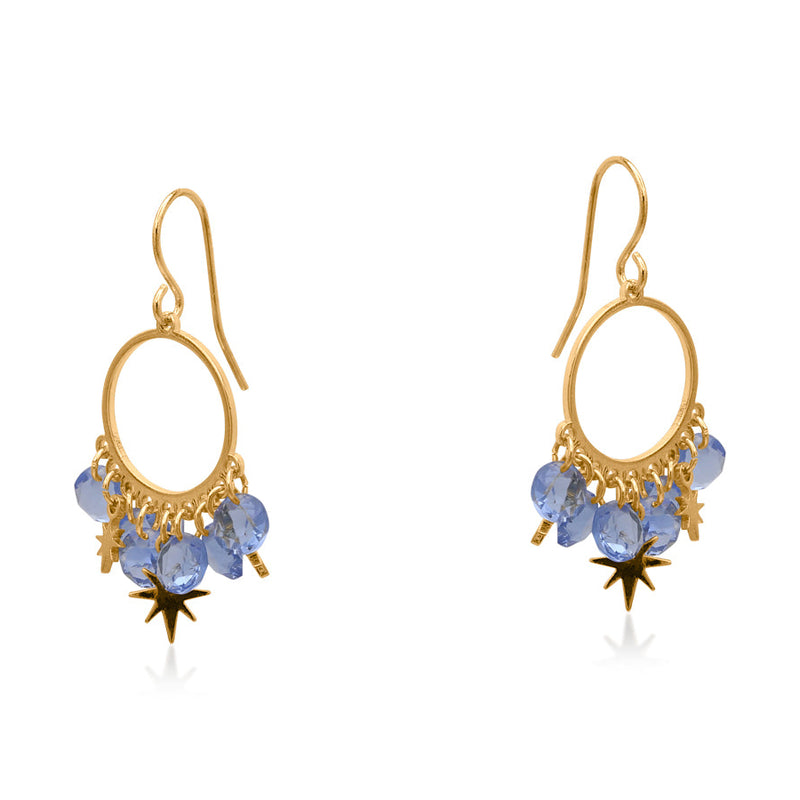 Big Metal London - Penelope Petite Brass Earrings - Blue