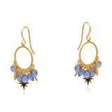 Big Metal London - Penelope Petite Brass Earrings - Blue