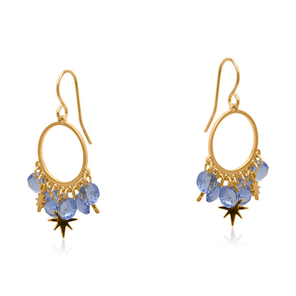Big Metal London - Penelope Petite Brass Earrings - Blue